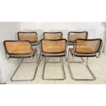 SET 6 SEDIA Marcel Breuer Gavina CESCA PAGLIA DI VIENNA DESIGN ANNI 60/70 B32