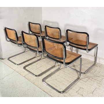 SET 6 SEDIA Marcel Breuer Gavina CESCA PAGLIA DI VIENNA DESIGN ANNI 60/70 B32