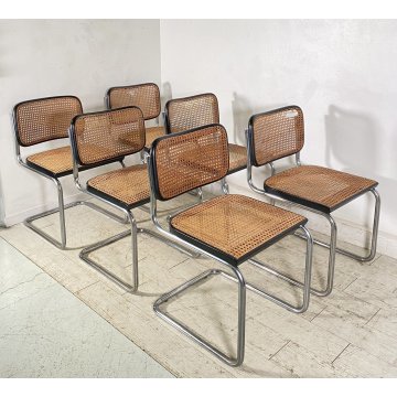 SET 6 SEDIA Marcel Breuer Gavina CESCA PAGLIA DI VIENNA DESIGN ANNI 60/70 B32