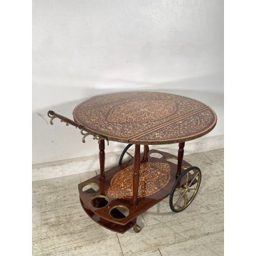 CARRELLO A BANDELLE PORTAVIVANDE BOTTIGLIE VINTAGE LEGNO INTERSIATO VITTORIANO