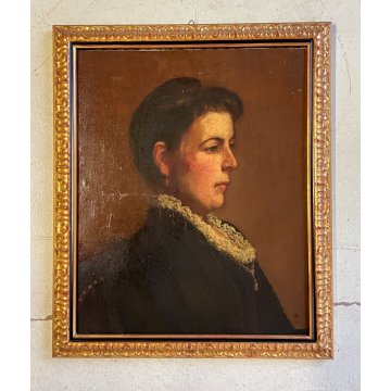 ANTICO DIPINTO OLIO RITRATTO NOBILDONNA INGLESE FIGURA FEMMINILE MONOGRAMMA AE88