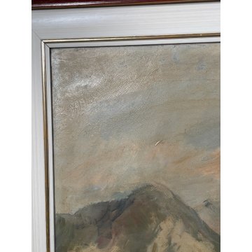 QUADRO DIPINTO PAESAGGIO LAGO MAGGIORE OLIO TELA ISOLA PESCATORI BORROMEO STRESA