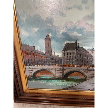 GRANDE QUADRO PAESAGGIO Cartier 66 OLIO TELA LONDRA WESTMINSTER BRIDGE BIG BEN