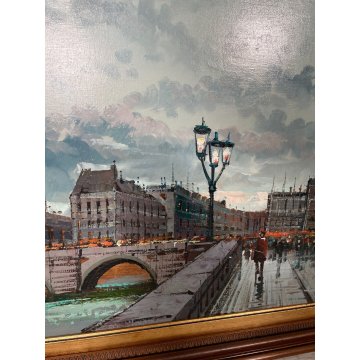 GRANDE QUADRO PAESAGGIO Cartier 66 OLIO TELA LONDRA WESTMINSTER BRIDGE BIG BEN