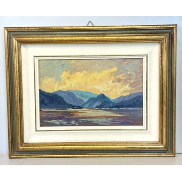 QUADRO DIPINTO PAESAGGIO Aleotti LAGO MAGGIORE OLIO TAVOLA ISOLA MADRE STRESA