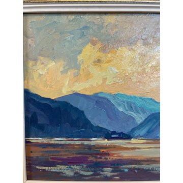 QUADRO DIPINTO PAESAGGIO Aleotti LAGO MAGGIORE OLIO TAVOLA ISOLA MADRE STRESA