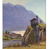 QUADRO DIPINTO Alfredo Belcastro PAESAGGIO FERIOLO BAVENO LAGO MAGGIORE PIEMONTE