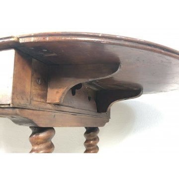 ANTICA SCRIVANIA 2 BANDELLE GAMBE ROCCHETTO 1800 SCRITTOIO TABLE 2 CASSETTI NOCE