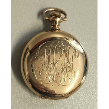 ANTICO OROLOGIO TASCA Hampden ORO 14k Gold Filled HUNTER POCKET WATCH taschino