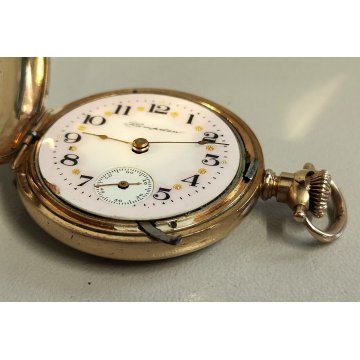 ANTICO OROLOGIO TASCA Hampden ORO 14k Gold Filled HUNTER POCKET WATCH taschino