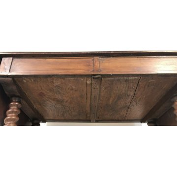 ANTICA SCRIVANIA 2 BANDELLE GAMBE ROCCHETTO 1800 SCRITTOIO TABLE 2 CASSETTI NOCE