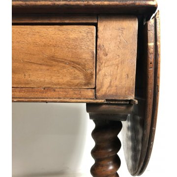 ANTICA SCRIVANIA 2 BANDELLE GAMBE ROCCHETTO 1800 SCRITTOIO TABLE 2 CASSETTI NOCE