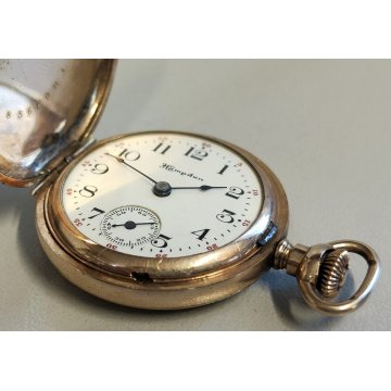 ANTICO OROLOGIO TASCA Hampden ORO 8k Gold Filled HUNTER POCKET WATCH taschino