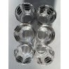 SET LIQUORE DECANTER 6 BICCHIERI Bohemian CRYSTAL Art Decò DECORO NERO ARGENTO