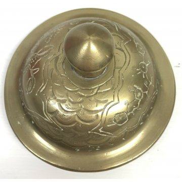 ANTICA COPPIA VASI CINESI GIAPPONESI FIRMATI OTTONE DORATO EPOCA 1900 ORIENTE
