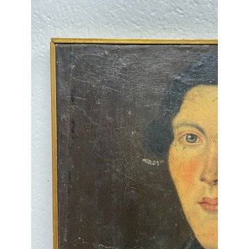 ANTICO QUADRO OLIO SU TELA SU TAVOLA RITRATTO NOBILUOMO EPOCA 800 ROSARIO SPILLA