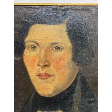 ANTICO QUADRO OLIO SU TELA SU TAVOLA RITRATTO NOBILUOMO EPOCA 800 ROSARIO SPILLA