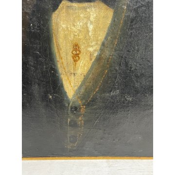 ANTICO QUADRO OLIO SU TELA SU TAVOLA RITRATTO NOBILUOMO EPOCA 800 ROSARIO SPILLA