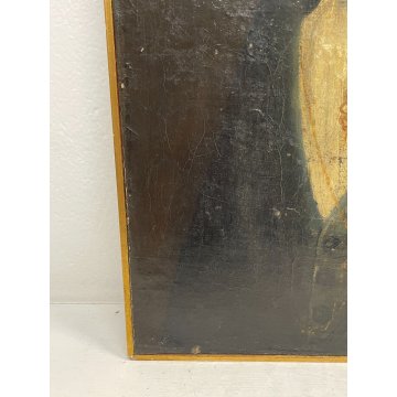 ANTICO QUADRO OLIO SU TELA SU TAVOLA RITRATTO NOBILUOMO EPOCA 800 ROSARIO SPILLA