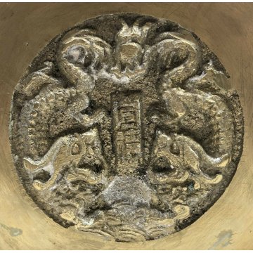ANTICA COPPIA VASI CINESI GIAPPONESI FIRMATI OTTONE DORATO EPOCA 1900 ORIENTE