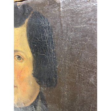 ANTICO QUADRO OLIO SU TELA SU TAVOLA RITRATTO NOBILUOMO EPOCA 800 ROSARIO SPILLA