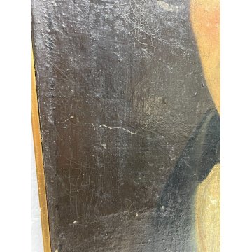 ANTICO QUADRO OLIO SU TELA SU TAVOLA RITRATTO NOBILUOMO EPOCA 800 ROSARIO SPILLA