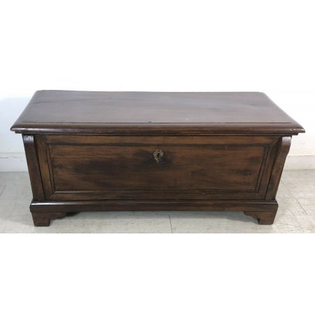 ANTICA CASSAPANCA IMPERO LEGNO NOCE 800 EPOCA BAULE NUZIALE BAFFO PANCA MOBILE 