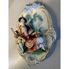 QUADRO FORMELLA PLACCA SCENA GALANTE PORCELLANA POLICROMA MS Germany ANNI '50