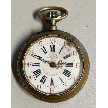 ANTICO OROLOGIO TASCA Ferroviere EPOCA '900 Old Pocket Watch Echappement Roskopf