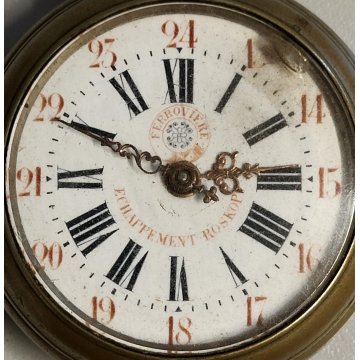 ANTICO OROLOGIO TASCA Ferroviere EPOCA '900 Old Pocket Watch Echappement Roskopf