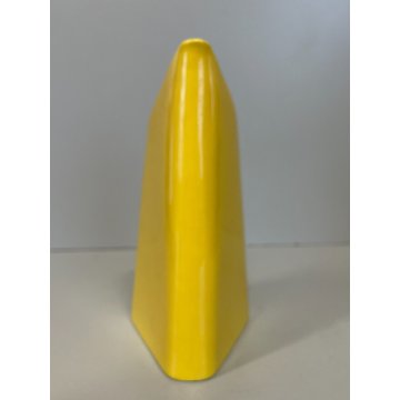 CARAFFA VINTAGE BROCCA CERAMICA SMALTO GIALLO LIMONE TRIANGOLARE 17,5 cm/h '60