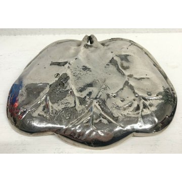 SVUOTA TASCHE VINTAGE TOPOLINO DESIGN METALLO ARGENTATO FOGLIE NATURA POSACENERE