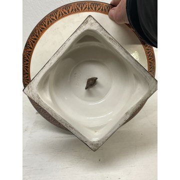 RARA COPPIA ANTICA ALZATA FRUTTA 4 PIANI ETAGERE CERAMICA "Del Vecchio N." '800