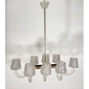 RARISSIMO LAMPADARIO ERCOLE BAROVIER TOSO ANNI 40 VETRO BUGNATO MURANO ROSTRATO