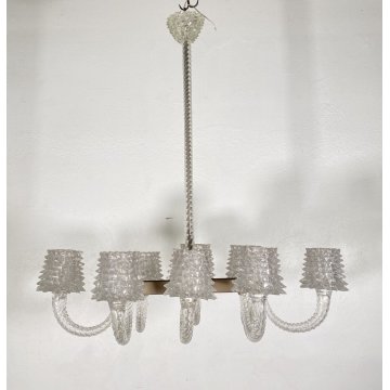 RARISSIMO LAMPADARIO ERCOLE BAROVIER TOSO ANNI 40 VETRO BUGNATO MURANO ROSTRATO