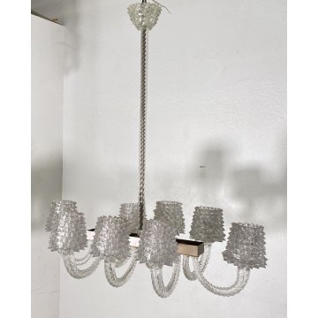 RARISSIMO LAMPADARIO ERCOLE BAROVIER TOSO ANNI 40 VETRO BUGNATO MURANO ROSTRATO