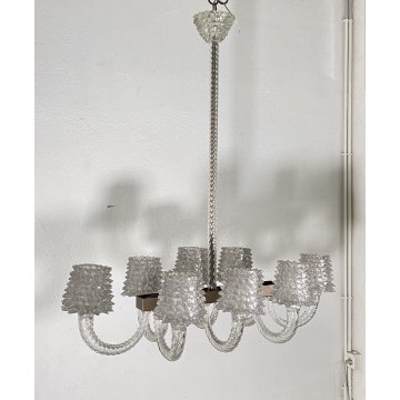 RARISSIMO LAMPADARIO ERCOLE BAROVIER TOSO ANNI 40 VETRO BUGNATO MURANO ROSTRATO