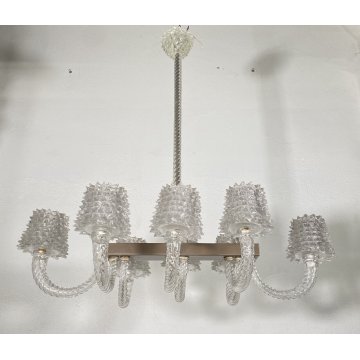 RARISSIMO LAMPADARIO ERCOLE BAROVIER TOSO ANNI 40 VETRO BUGNATO MURANO ROSTRATO