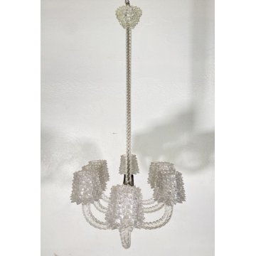 RARISSIMO LAMPADARIO ERCOLE BAROVIER TOSO ANNI 40 VETRO BUGNATO MURANO ROSTRATO