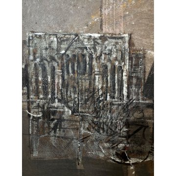 GRANDE QUADRO OLIO Lino Dinetto Piazza San Marco ASTRATTO VEDUTA VENEZIA LAGUNA