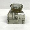 ANTICO CALAMAIO EPOCA VETRO FRANCESE OTTONE FINE '800 PRIMI '900 INKWELL 