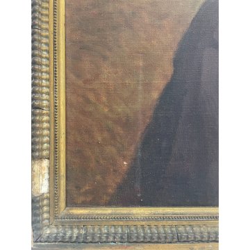 ANTICO QUADRO DIPINTO OLIO TELA RITRATTO MASCHILE NOBILUOMO BAFFI ABITO EPOC 800