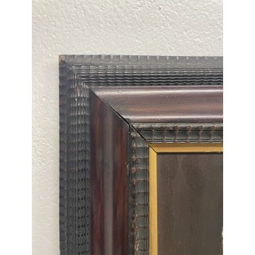 ANTICO QUADRO DIPINTO OLIO SU TAVOLA RITRATTO NOBILUOMO 900 CORNICE GUILLOCHE