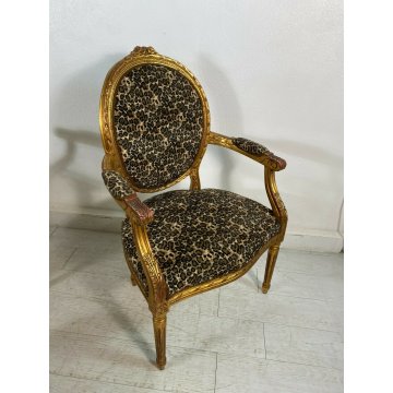 COPPIA POLTRONA LUIGI XIV LEOPARDATE 1900 VINTAGE ARMCHAIR SOFA SEDIA ITALY MADE