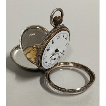 ANTICO OROLOGIO TASCA ARGENTO 925 monachina epoca SILVER POCKET WATCH taschino