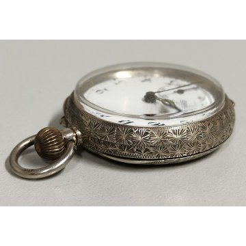 ANTICO OROLOGIO TASCA ARGENTO 925 monachina epoca SILVER POCKET WATCH taschino