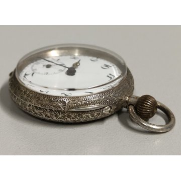 ANTICO OROLOGIO TASCA ARGENTO 925 monachina epoca SILVER POCKET WATCH taschino