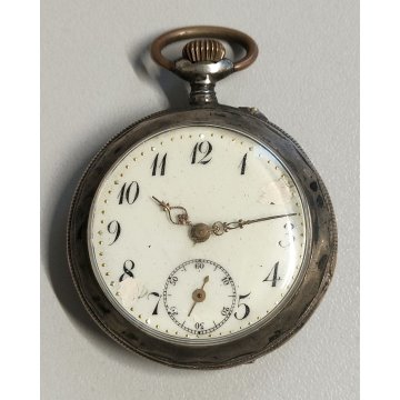 ANTICO OROLOGIO TASCA ARGENTO 800 monachina epoca SILVER POCKET WATCH taschino