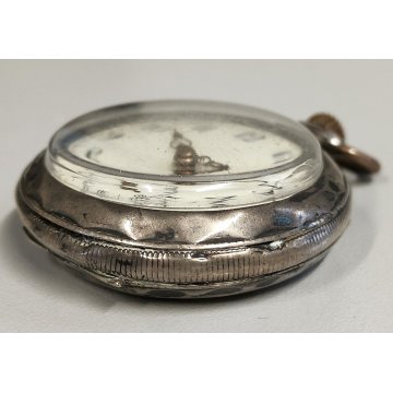 ANTICO OROLOGIO TASCA ARGENTO 800 monachina epoca SILVER POCKET WATCH taschino