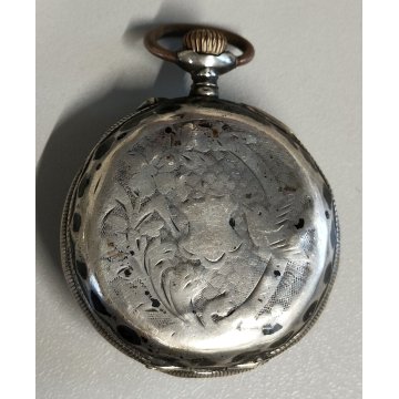 ANTICO OROLOGIO TASCA ARGENTO 800 monachina epoca SILVER POCKET WATCH taschino